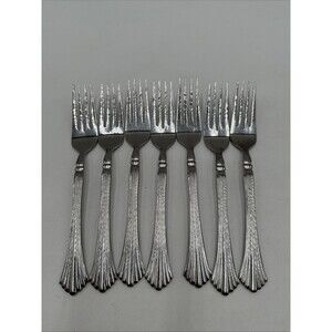 Rogers Cascade Stainless Flatware Lot 7 Dinner Forks Korea 7.5”